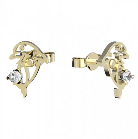 BeKid, Gold kids earrings -1183 - Switching on: Puzeta, Metal: Yellow gold 585, Stone: Diamond