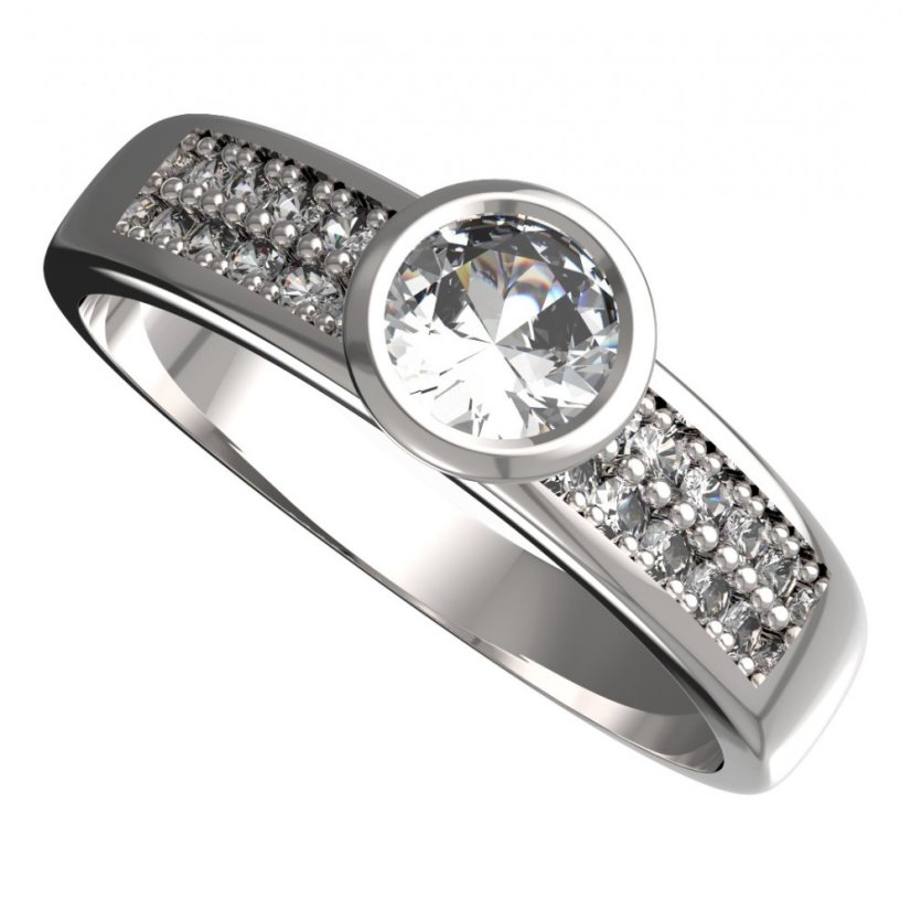 BG zlatý prstýnek 557 F Bílé zlato - 585 Diamant