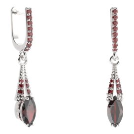 BG náušnice s centrálním oválným kamenem 483-G91 Stříbro 925 - rhodium Granát
