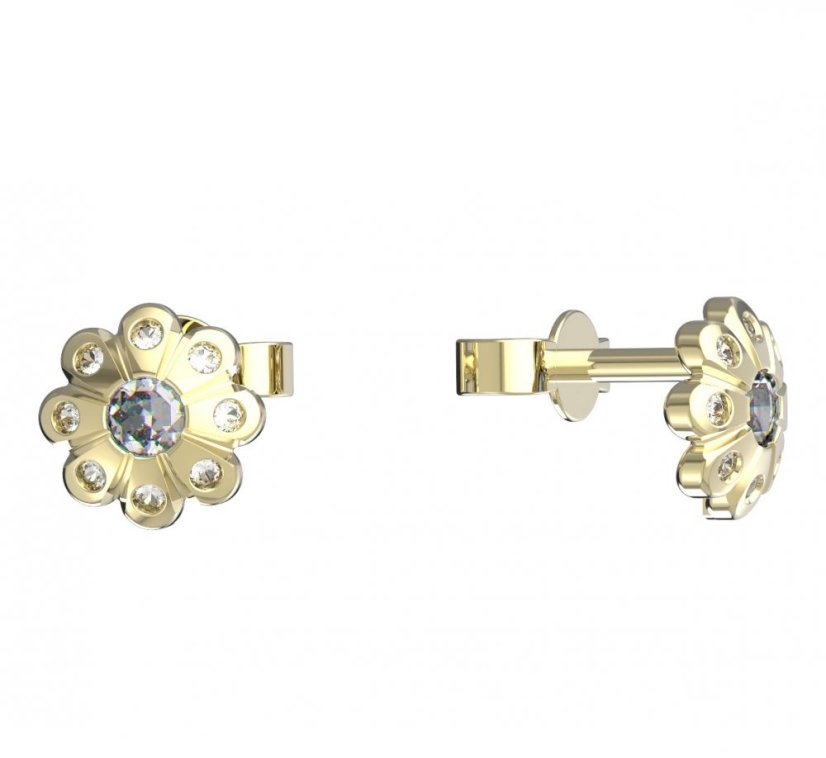 BeKid dětské náušnice kvítek 838 Žluté zlato - 585 Diamant