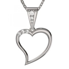 BG zlatý diamantový přívěšek srdíčko 1266 Bílé zlato - 585 Diamant lab-grown