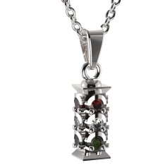 BG zlatý přívěšek - Semafor 797 Bílé zlato - 585 Diamant ,vltavín,granát