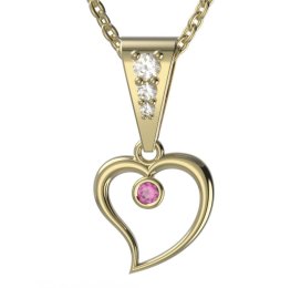 Zlatý přívěsek srdíčko s růžovým zirkonem, žluté zlato 585 – 1267 (ZN3412672)