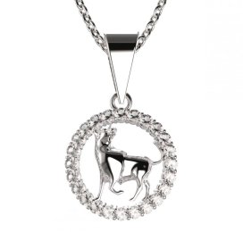 BG zlatý diamantový přívěšek Býk 052 Bílé zlato - 585 Diamant lab-grown