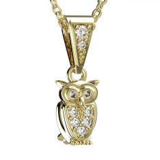 BG zlatý přívěšek - Sova 805 Žluté zlato - 585 Diamant