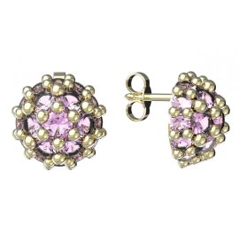 BG zlaté náušnice 992 Žluté zlato - 585 Růžový kubický zirkon