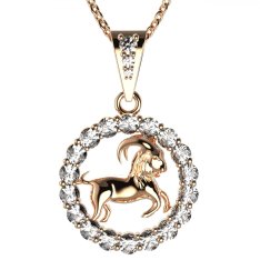 BG zlatý diamantový přívěšek Kozoroh 044 Růžové zlato 585 (30-90dní) Diamant lab-grown