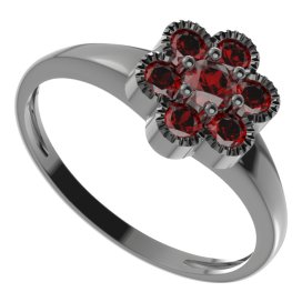 BG prsten kulatý 140-I Stříbro 925 - ruthenium (30-90dní) Granát