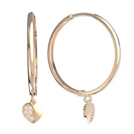 BeKid dětské náušnice srdíčko 1406 Růžové zlato 585 (30-90dní) Bílý kubický zirkon