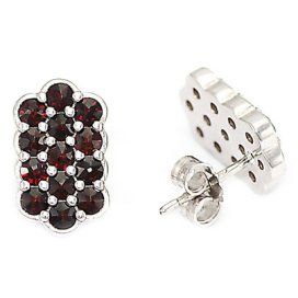 BG náušnice vsazený granát hvězdicový brus  533 Bílé zlato - 585 Granát