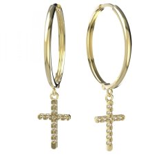 BG zlaté náušnice křížek 1106 Žluté zlato - 585 Diamant