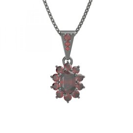 BG přívěs český přírodní granát  756-2 Stříbro 925 - ruthenium (30-90dní) Granát