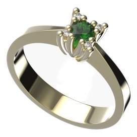 BG zlatý prstýnek 762 Žluté zlato - 585 Zelený kubický zirkon