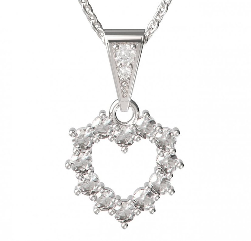 Zlatý přívěsek srdíčko s diamantem, bílé zlato 585 – 005 (ZD440051)
