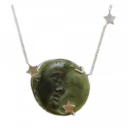 BG necklace natural stone-Vltavín 010 - Moon (Pavlína Čambalová)
