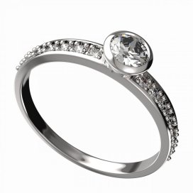 BG zlatý diamantový  prstýnek 555 E Bílé zlato - 585 Diamant lab-grown