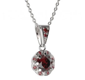 BG přívěs kulatý 993-1 Stříbro 925 - rhodium Granát