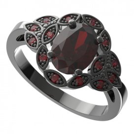 BG prsten český přírodní granát  961 Stříbro 925 - ruthenium (30-90dní) Granát