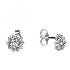 BG zlaté náušnice kytička 850 Bílé zlato - 585 Diamant