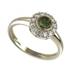 BG prsten kulatý 744-I Stříbro 925 - pozlacené Vltavín a  kubický zirkon