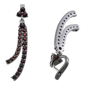 BG náušnice s českým granátem 559 Bílé zlato - 585 Granát