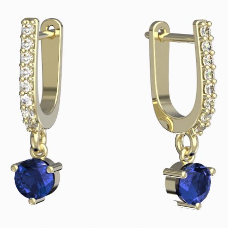 BeKid, Gold kids earrings -782 - Switching on: English, Metal: Yellow gold 585, Stone: Dark blue cubic zircon