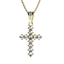 BG zlatý diamantový přívěšek křížek 258 Žluté zlato - 585 Diamant lab-grown