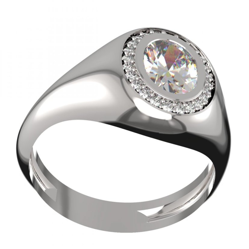 Zlatý prsten s diamantem, bílé zlato 585 – 964