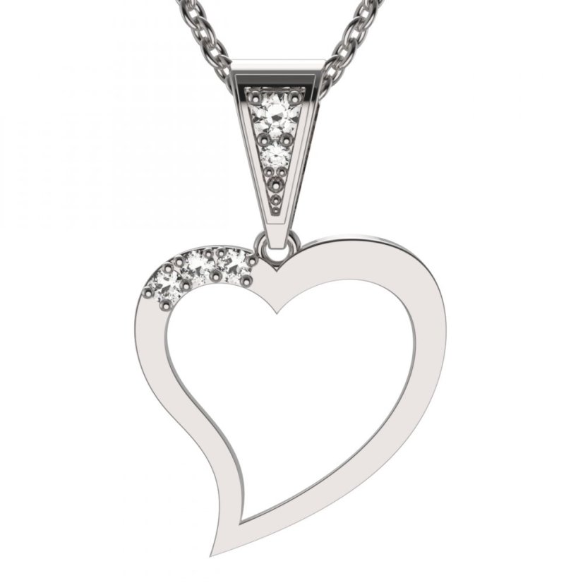 BG zlatý přívěšek srdíčko 1559 Bílé zlato - 585 Diamant