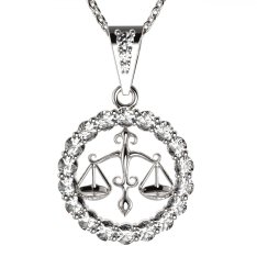 BG zlatý diamantový přívěšek Váhy 044 Bílé zlato - 585 Diamant lab-grown