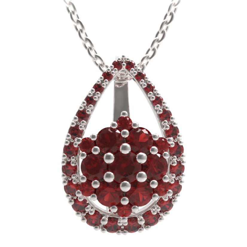 BG přívěs kruhového tvaru 539-90 Stříbro 925 - rhodium Granát