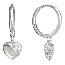 BG zlaté náušnice srdíčko 865 Bílé zlato - 585 Diamant