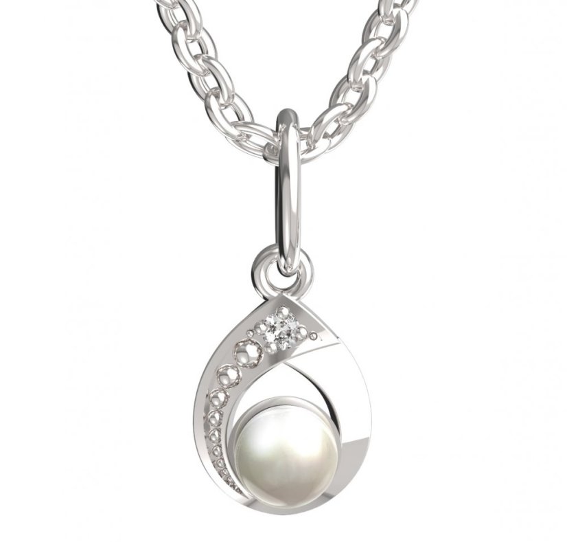 BeKid dětský přívěšek 1242 s bílou perlou Bílé zlato - 585 Diamant