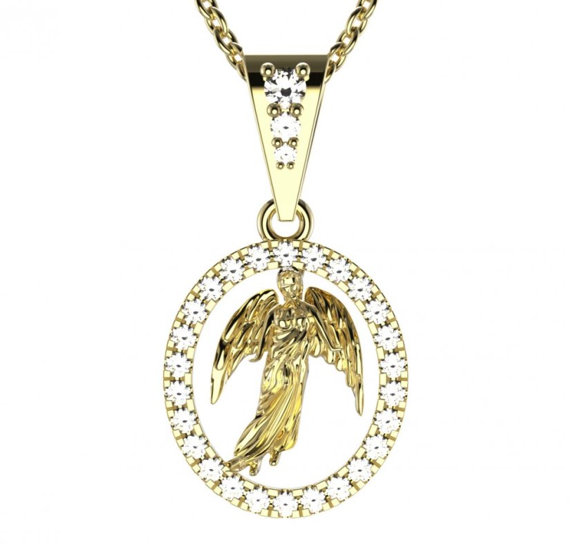 Zlatý přívěsek anděl s diamantem, žluté zlato 585 – 1177 (ZD3411772)