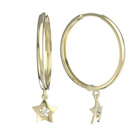 BG zlaté náušnice hvězdička 824 Žluté zlato - 585 Diamant