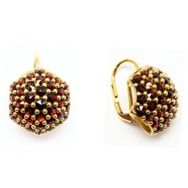 BG náušnice osázené kameny:granát  862 Žluté zlato - 585 Granát