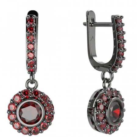 BG circular earring 744-84 - Metal: Silver 925 - rhodium, Stone: Garnet