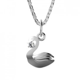 BeKid dětský zlatý přívěsek  1278 - labuť Bílé zlato - 585 Diamant