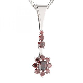 BG přívěs s centrálním oválným kamenem 627-B Stříbro 925 - rhodium Granát