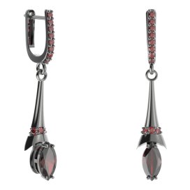 BG náušnice s centrálním oválným kamenem 483-C91 Stříbro 925 - ruthenium (30-90dní) Granát