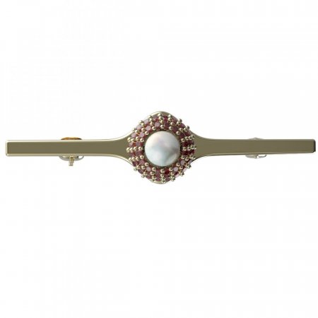 BG brooch 540I - Metal: White gold 585, Stone: Garnet and pearl