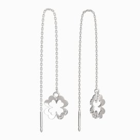 BG zlaté náušnice čtyřlístek 1171 Bílé zlato - 585 Diamant