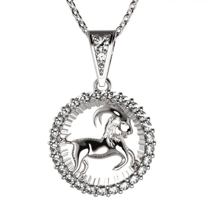 BG zlatý přívěšek Kozoroh 045 Bílé zlato - 585 Diamant