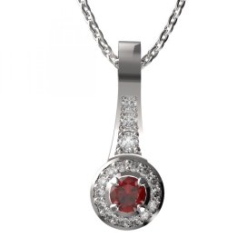 BG zlatý přívěšek 651 Bílé zlato - 585 Červený kubický zirkon