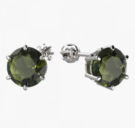 BG vltavínové náušnice 681 Bílé zlato - 585 Vltavín