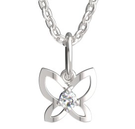 BeKid dětský přívěšek  motýlek 844 Bílé zlato - 585 Diamant