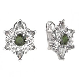 BG náušnice 409-R7 solitérní Stříbro 925 - rhodium Vltavín a kubický zirkon