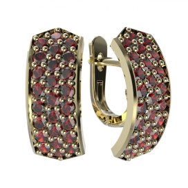 BG náušnice vsazený přírodní granát  861 Žluté zlato - 585 Granát