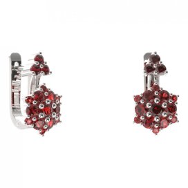 BG náušnice kruhového tvaru 539-87 Stříbro 925 - rhodium Granát