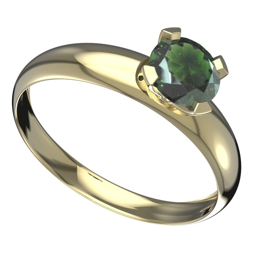 BG vltavínový prsten 558T Žluté zlato - 585 Vltavín
